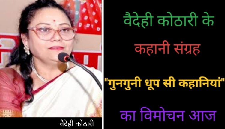 साहित्य सरोकार : कहानीकार वैदेही कोठारी के कहानी संग्रह  "गुनगुनी धूप सी कहानियां" का विमोचन आज