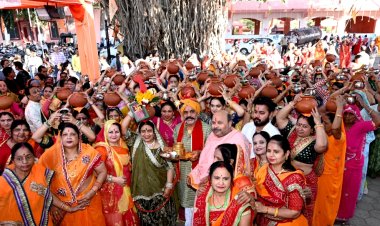 72 वा महारूद्र यज्ञ : भक्ति भावना के साथ निकली गंगाजल कलश यात्रा